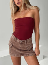 Niner Strapless Bodysuit Burgundy