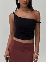 Messenger One Shoulder Top Black
