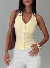 Old Friend Halter Top Yellow Stripe
