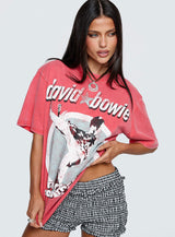David Bowie Vintage Oversized Graphic Tee Red