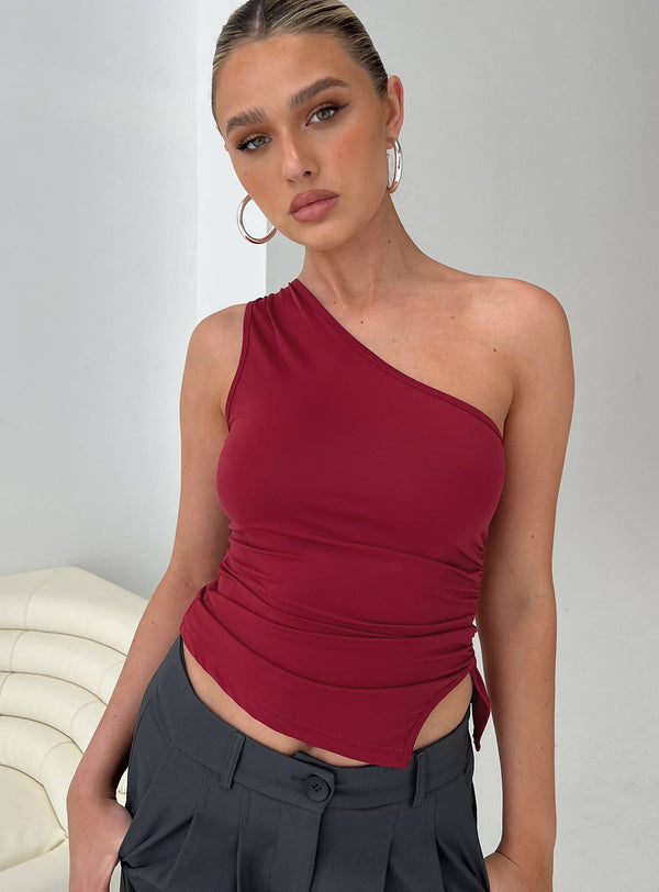Liotta One Shoulder Top Burgundy