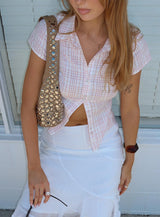 Cottesloe Blouse Top Pink Check