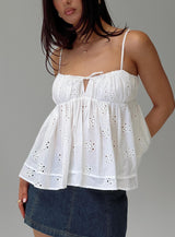 Moving Forward Tie Detail Top White
