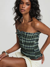 Rigia Top Mono Check Green