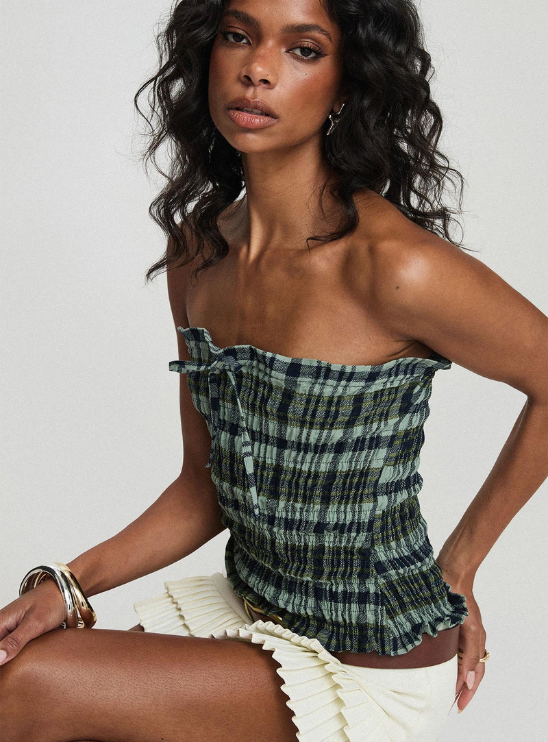 Rigia Top Mono Check Green