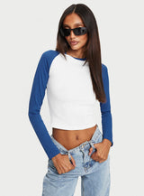Markey Long Sleeve Top White / Blue