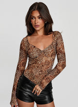 Elixia Long Sleeve Bodysuit Leopard