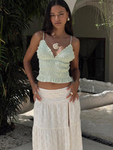 Marilou Shirred Top Green Stripe