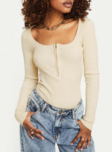 Zuma Long Sleeve Bodysuit Beige