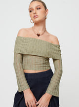 Vosti Off The Shoulder Top Olive