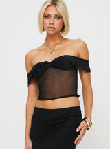 Loire Off Shoulder Top Black