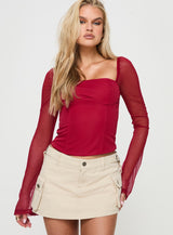 Mendi Long Sleeve Top Red
