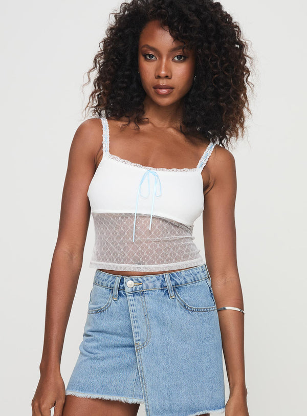Tadeo Lace Cami Top White