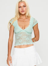 Most Ardently Lace Top Aqua