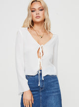 Frelle Long Sleeve Tie Top White