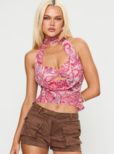 Superstitions Scarf Top Pink Multi
