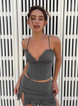 Ferran Corset Top Grey Pinstripe