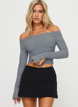 Moreno Off The Shoulder Top Blue