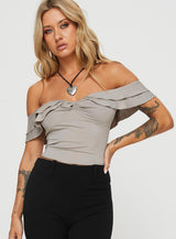 Farino Off The Shoulder Top Grey
