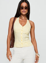 Old Friend Halter Top Yellow Stripe