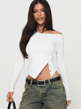 Karre Off The Shoulder Long Sleeve Top White