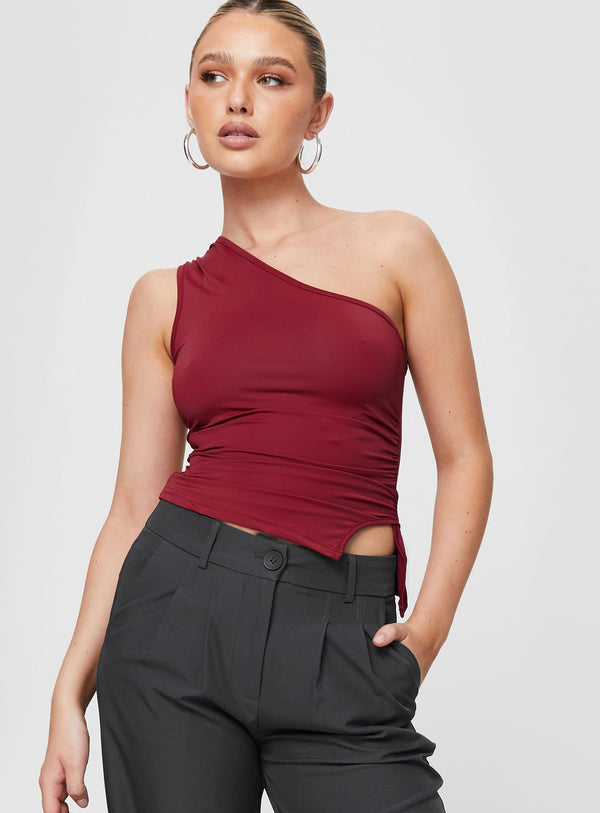 Liotta One Shoulder Top Burgundy