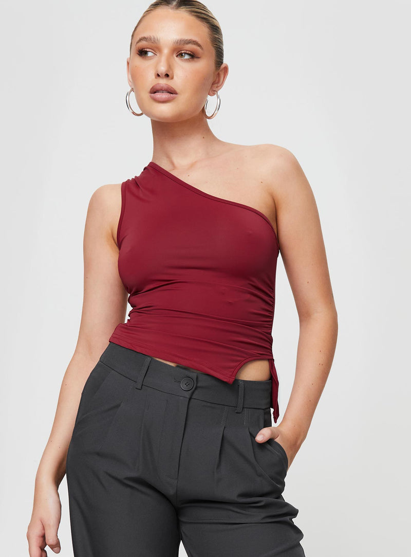 Liotta One Shoulder Top Burgundy