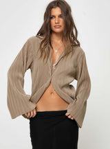 Louie Pleated Shirt Beige