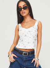 Rehna Top White Floral