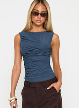 Persuade You Ruched Top Blue