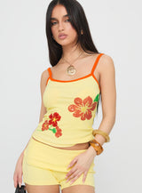 Dizzy Beaded Tank Top Lemon