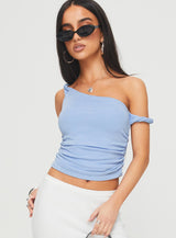 Messenger One Shoulder Top Blue