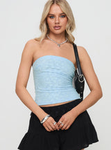 Off To Amalfi Strapless Top Blue