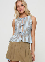 Coney Island Top Blue Stripe