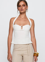 Isabetta Halter Top White Petite