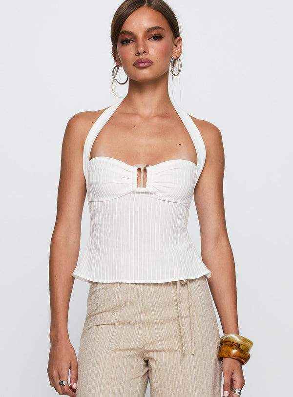 Isabetta Halter Top White Petite