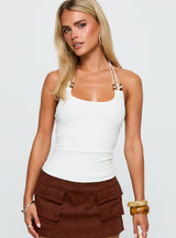 Roller Coaster Bead Detail Top White
