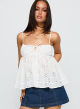 Moving Forward Tie Detail Top White