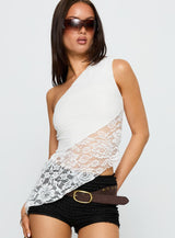 Til Dawn One Shoulder Top White