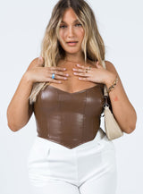 Jessica PU Bustier Brown