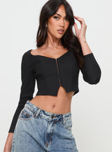 Time Is Up Long Sleeve Top Black