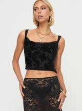 Devore Cami Black Floral
