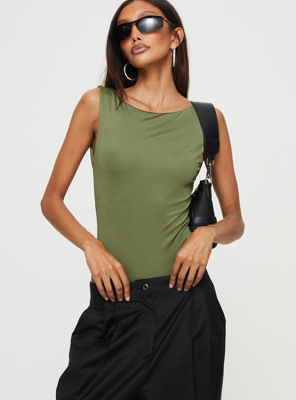 Coomba Backless Bodysuit Green