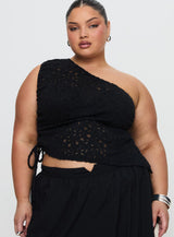 Sensua One Shoulder Top Black