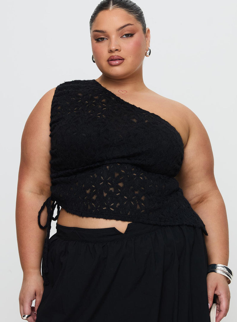 Sensua One Shoulder Top Black