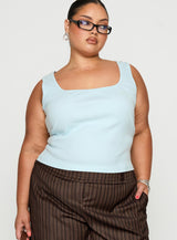 Baseline Square Neck Rib Tank Top Light Blue Curve