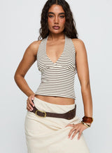 Whimsy Halter Top Chocolate / White Stripe
