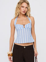 Isabetta Halter Top Blue Stripe