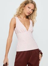 Callaia Plunge Cami Top Pink Stripe