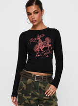 Rodeo Cowboy Long Sleeve Top Washed Wine